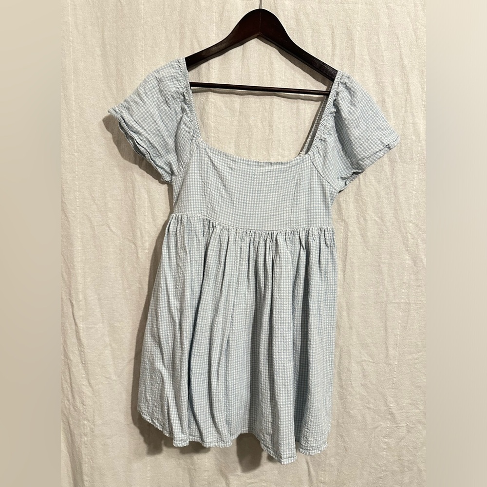 Twik Blue and White gingham babydoll dress